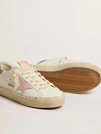 Hi star white leather with pink suede and glitter heel tab