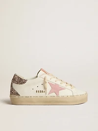 Hi star white leather with pink suede and glitter heel tab