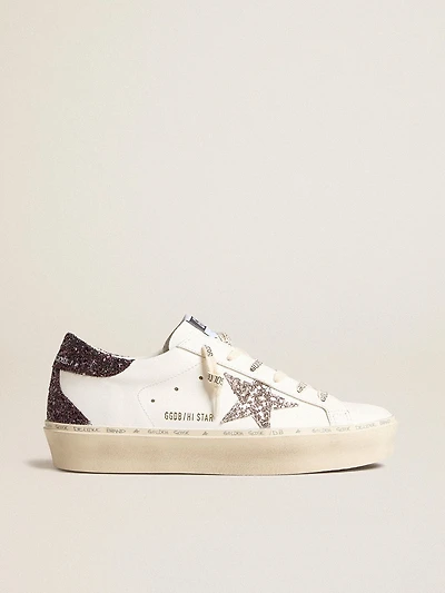 Women’s Hi Star with silver glitter star and ruby red glitter heel tab