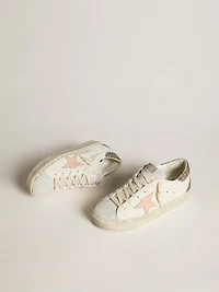 Hi star white nappa with pink leather and glitter heel tab