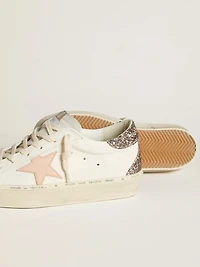 Hi star white nappa with pink leather and glitter heel tab
