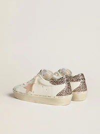 Hi star white nappa with pink leather and glitter heel tab