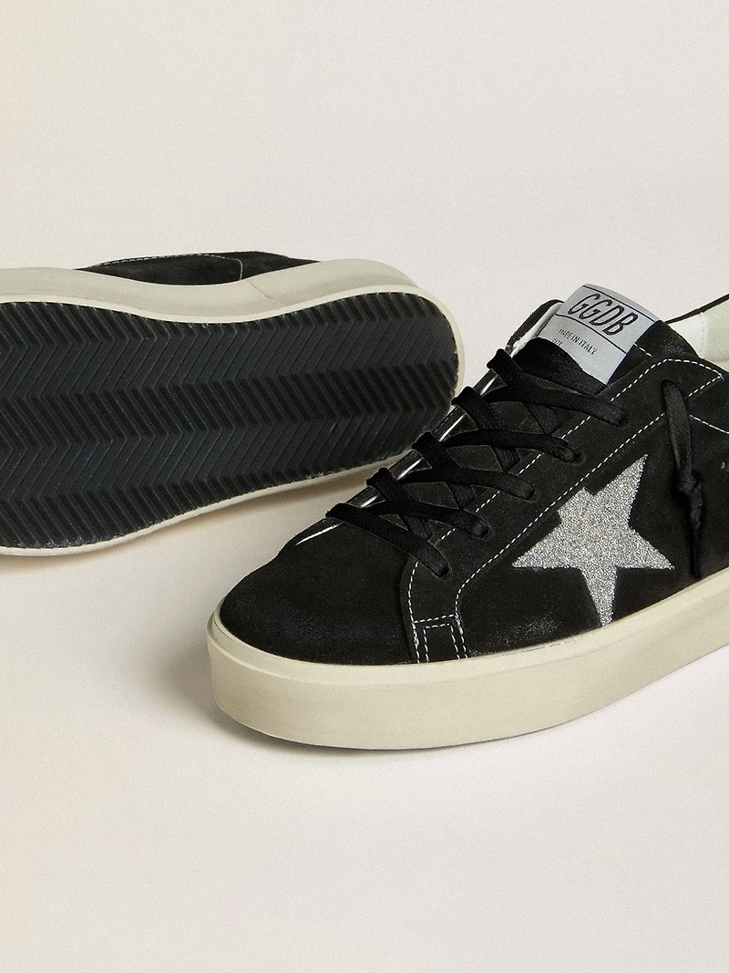 Women's Hi star black suede with silver Swarovski crystal