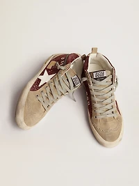 Women's Mid star burgundy glitter with gray inserts and white