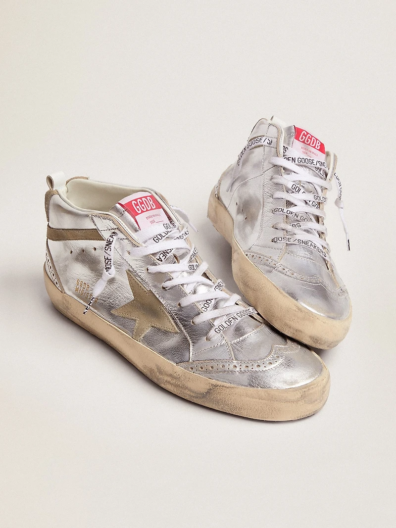 Women's Mid star silver laminated leather with dove gray