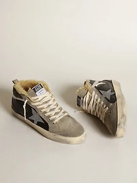 Women's Mid star black nappa leather with Swarovski crystal and beige shearling lining