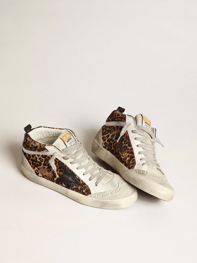 Women's Mid star leopard print pony skin with black