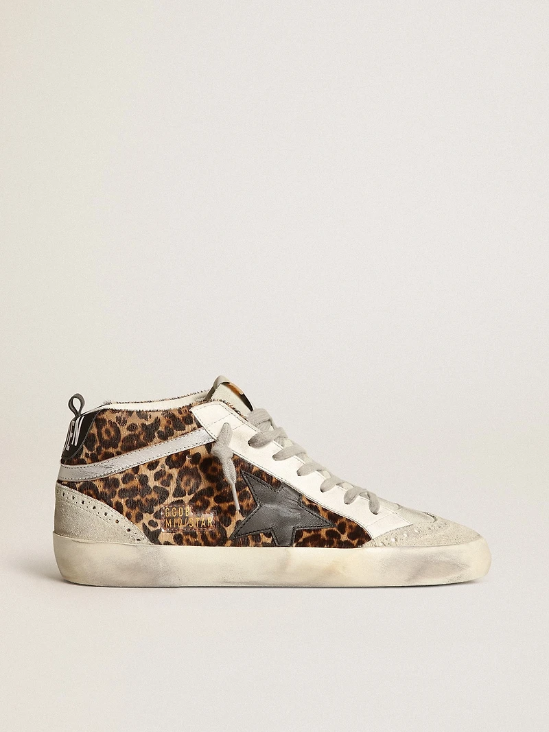 Women's Mid star leopard print pony skin with black