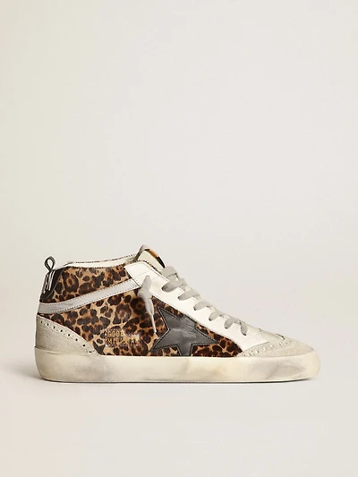 Women's Mid star leopard print pony skin with black