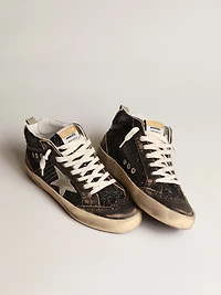 Women’s Mid star black glitter with dove-gray suede and heel tab