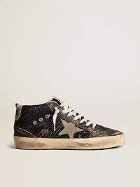 Women’s Mid star black glitter with dove-gray suede and heel tab
