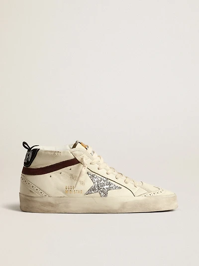 Mid star LTD white nappa leather with silver glitter