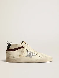 Mid star LTD white nappa leather with silver glitter