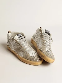 Women’s Mid Star white and dove-gray suede with Swarovski crystals