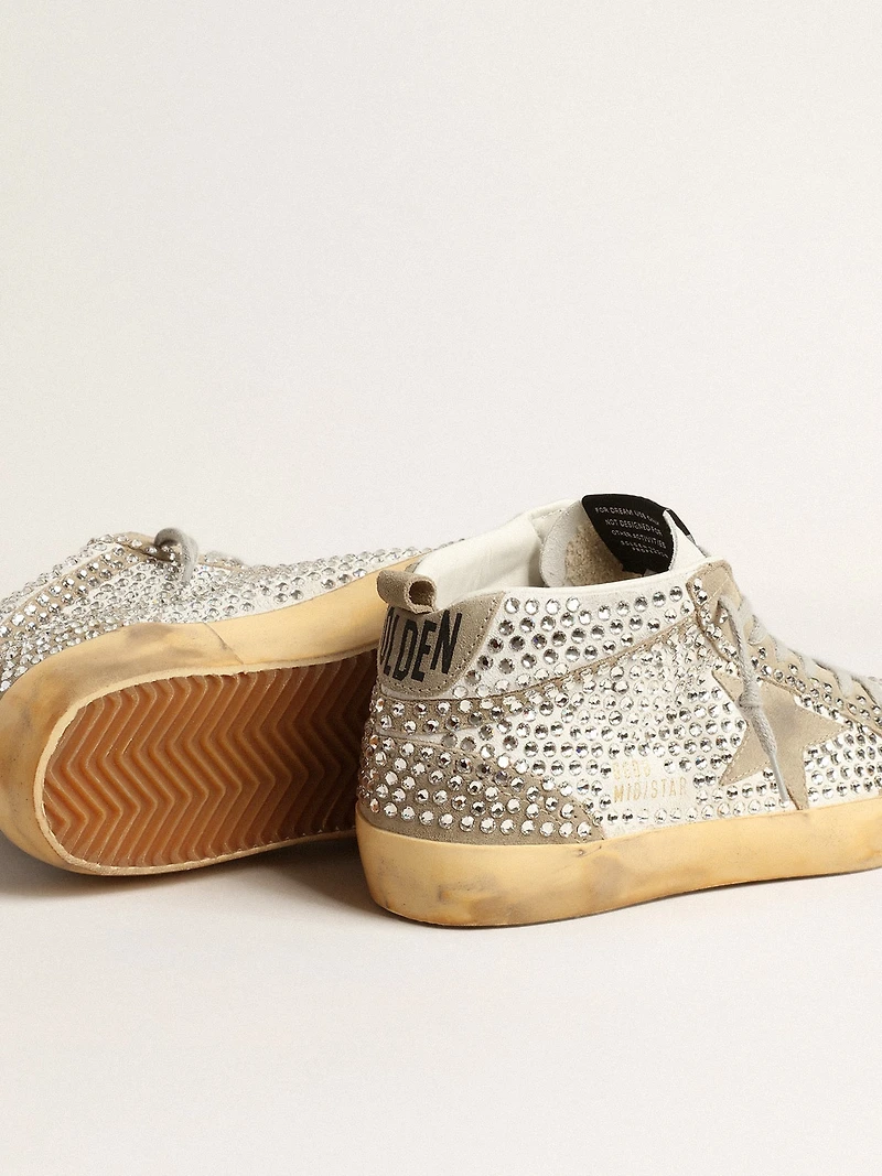 Women’s Mid Star white and dove-gray suede with Swarovski crystals