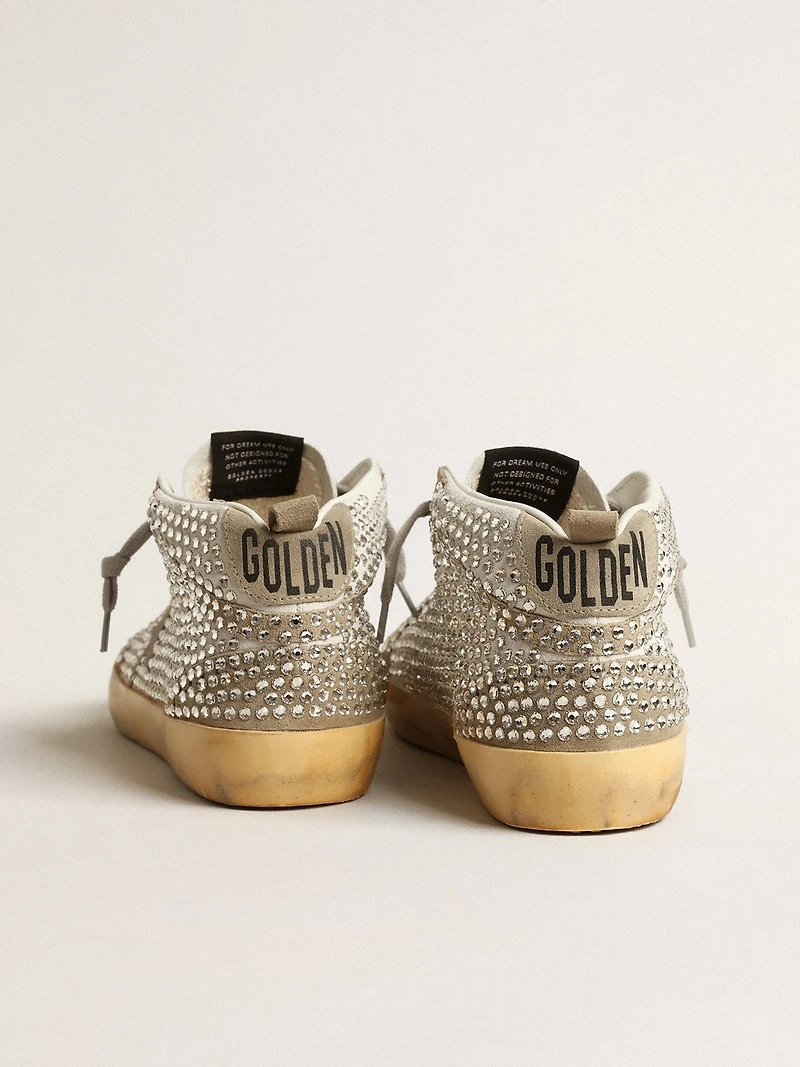Women’s Mid Star white and dove-gray suede with Swarovski crystals
