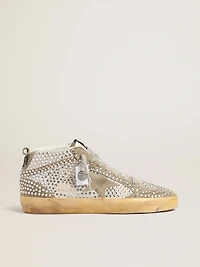 Women’s Mid Star white and dove-gray suede with Swarovski crystals