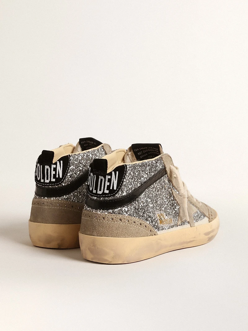 Mid star silver glitter with suede and black flash
