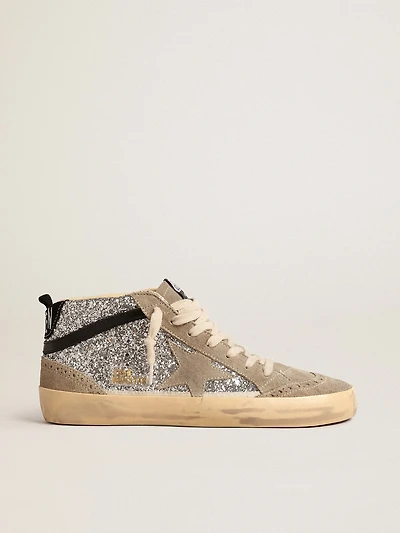 Mid star silver glitter with suede and black flash