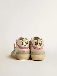 Women's Mid star leather with light blue and fuchsia suede flash platinum studs