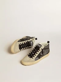 Mid Star LTD in black glitter with black leather star and flash