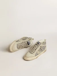 Mid star silver glitter with ice-gray suede and flash