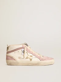 Mid star with gold leather and pink suede flash pearls
