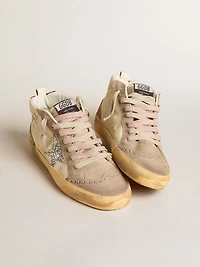 Women's Mid star nappa leather with floral embroidery and silver glitter