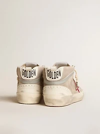 Mid Star in suede with fuchsia glitter star and gray leather flash