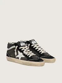 Mid Star LTD in black denim with suede inserts with Swarovski crystals