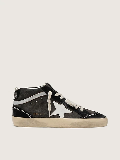 Mid Star LTD black denim with suede inserts Swarovski crystals