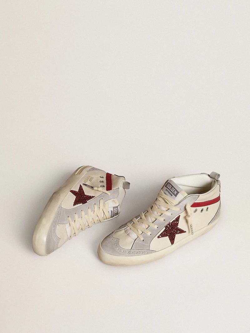 Women’s Mid star leather with glitter and red nubuck flash