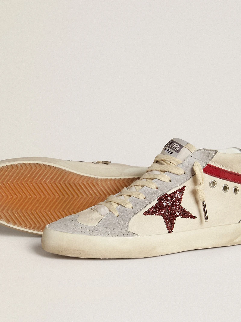 Women’s Mid star leather with glitter and red nubuck flash