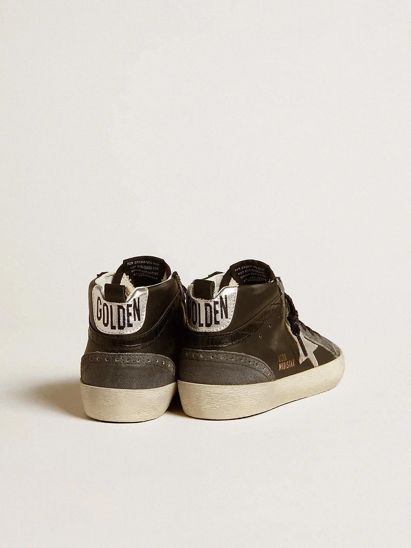 Women’s Mid star black leather with silver metallic