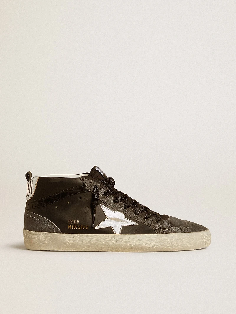 Women’s Mid star black leather with silver metallic