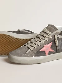 Women's Mid Star in gray suede with pink laminated leather star