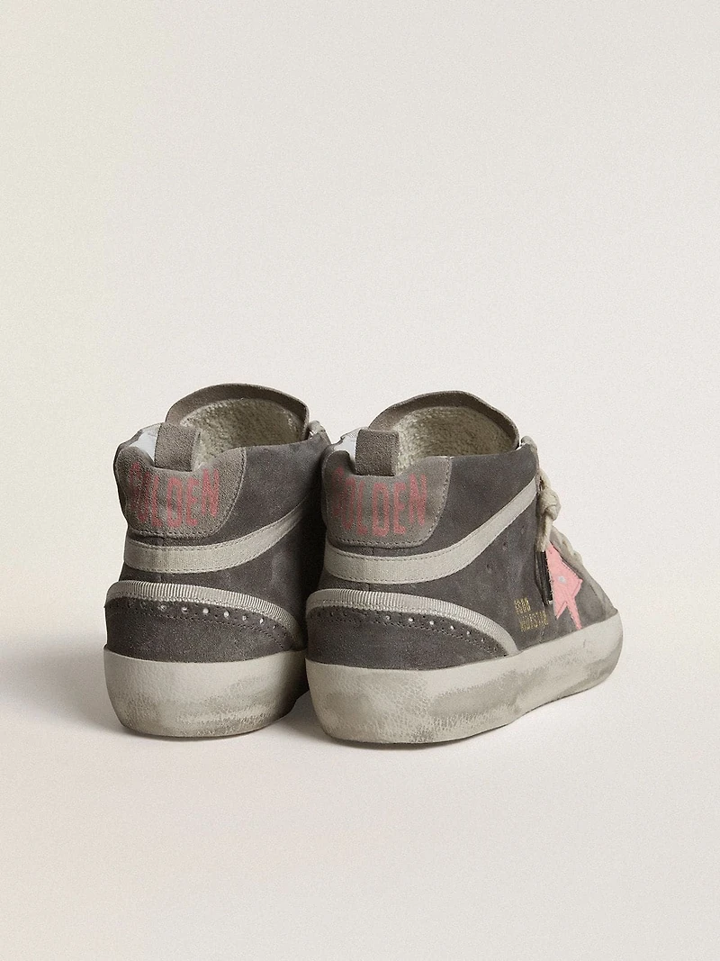 Women's Mid Star in gray suede with pink laminated leather star