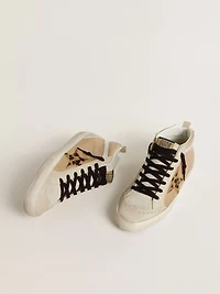 Women’s Mid star beige naplak leather with leopard-print pony skin