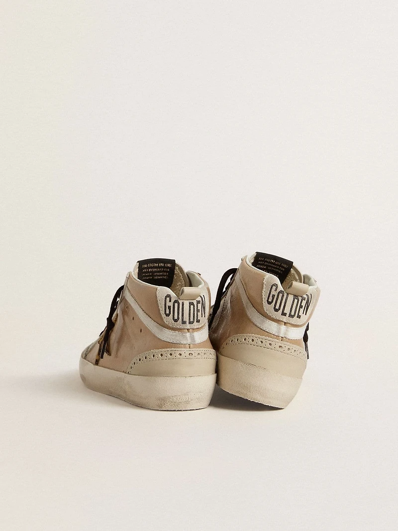 Women’s Mid star beige naplak leather with leopard-print pony skin