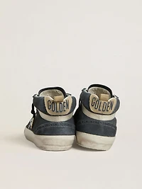 Women's Mid star petrol-blue suede with silver glitter and cotton flash