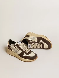 Women's Running Sole LTD nappa and brown suede with a Swarovski crystal star