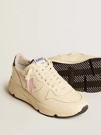 Women's Running Sole in nappa leather with pink leather star and blue leather heel tab
