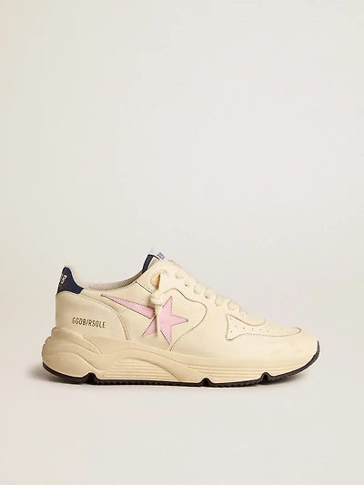 Women's Running Sole nappa leather with pink star and blue heel tab