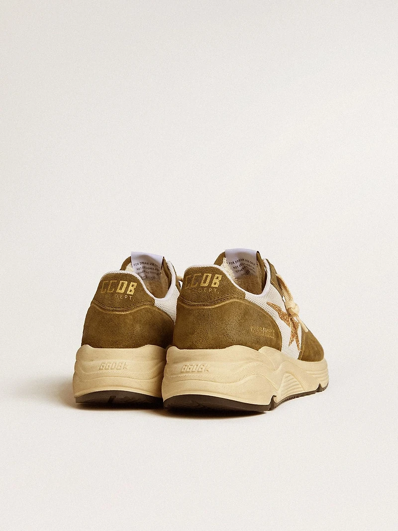 Women’s Running Sole in brown suede and mesh with gold glitter star