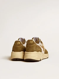 Women’s Running Sole in brown suede and mesh with gold glitter star