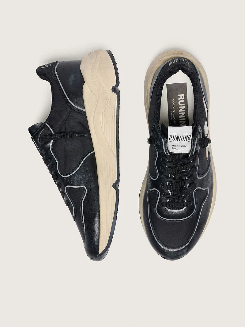 Women’s Running Sole black nappa leather and nylon with a silver star