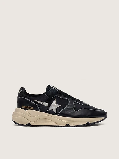 Women’s Running Sole black nappa leather and nylon with a silver star