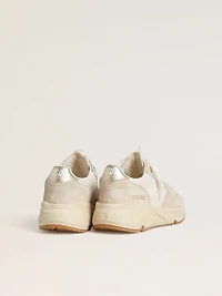 Women's Running Sole canvas with beige star and platinum metallic leather heel tab