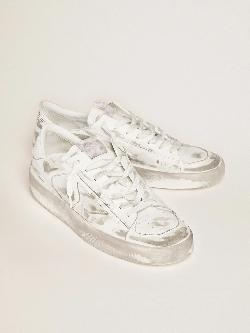 Stardan sneakers in white leather with lived-in treatment