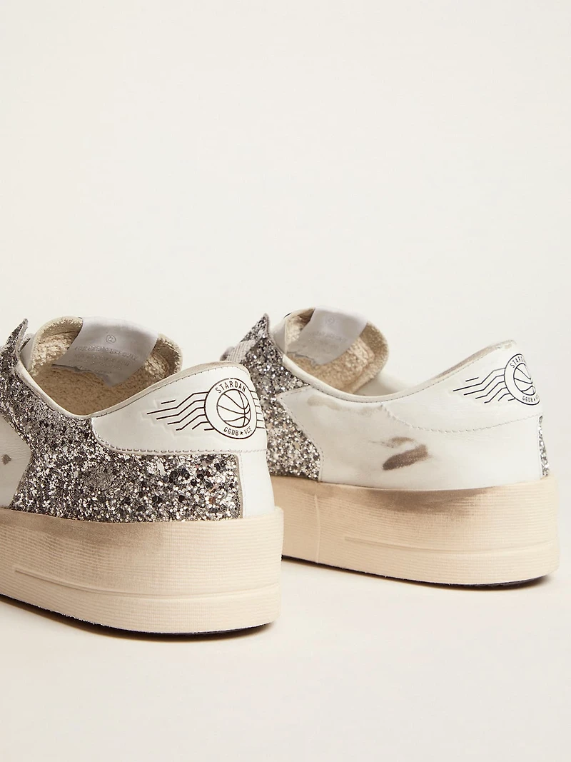 Women's Stardan white leather and glitter